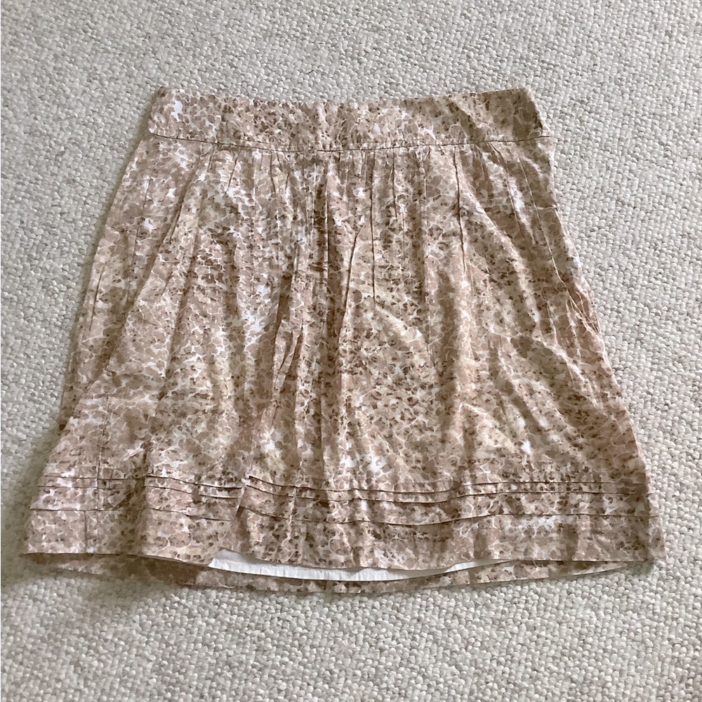 LOFT Tan Brown White Animal Print Skirt Lined 4